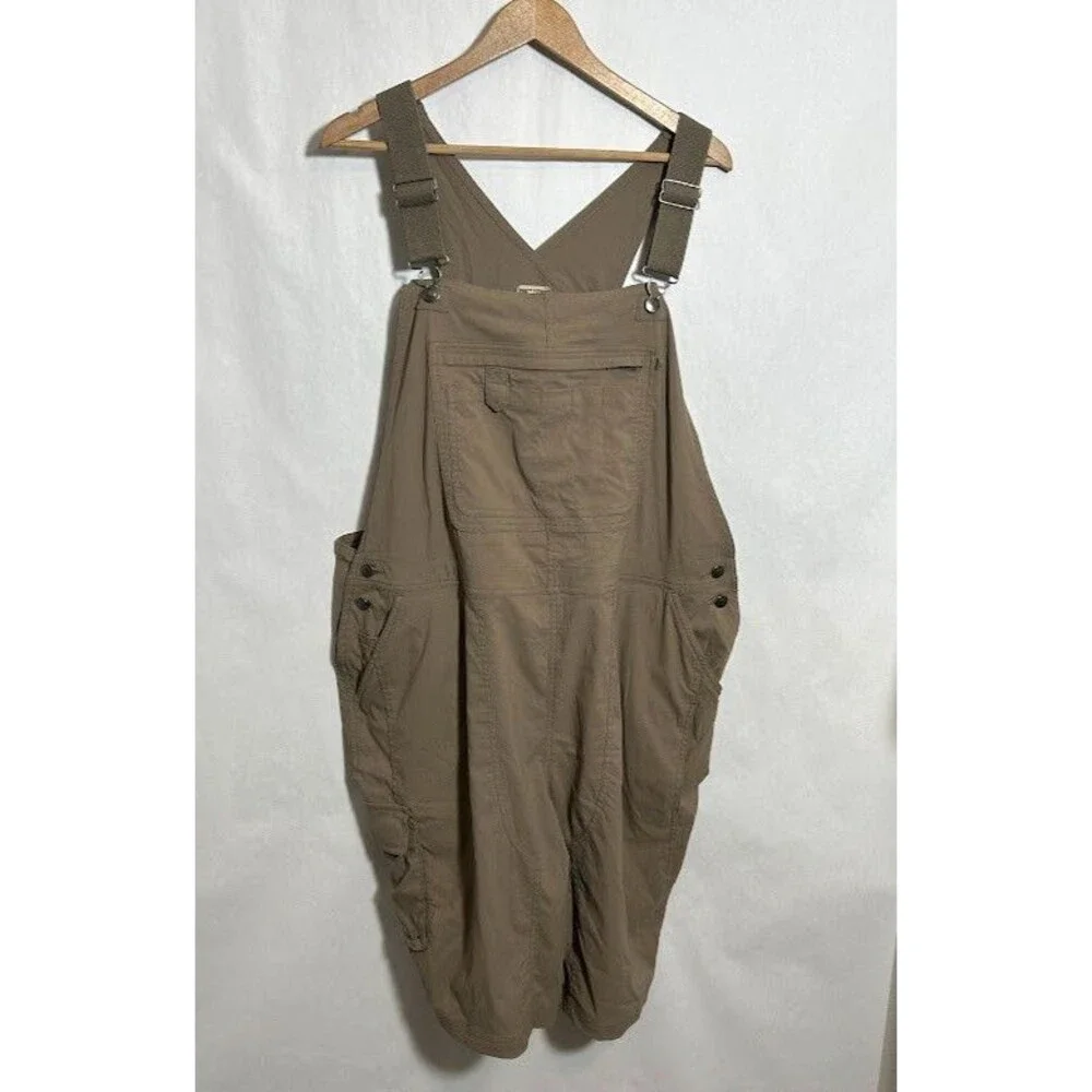 Duluth Trading Co Womens Heirloom Gardening Short Overalls 2X Khaki Tan Utility - Picture 2 of 8